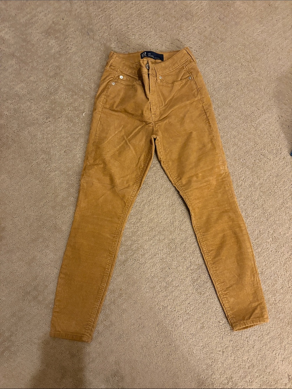 GAP Women's Corduroy High-Rise Slim Pants - Mustard